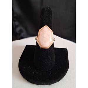 Avon Pink Hope Rose Quartz Ring Size 8 Gold-tone